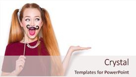  Presentation with beauty product - Beautiful PPT theme featuring pasrty products - beauty surprised funny teenage girl backdrop and a lemonade colored foreground