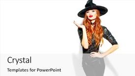  Presentation with beauty product - PPT layouts with pasrty products - halloween sexy girl wearing witch background and a white colored foreground