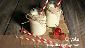  Presentation with milk - Slides featuring pasrty products - milk in bottles with paper background and a coral colored foreground