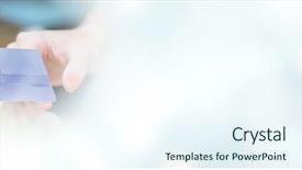  Presentation with credit card - Audience pleasing slide set consisting of pass - cropped image of hand handing backdrop and a cool aqua colored foreground