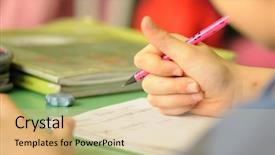  Presentation with classroom - Cool new PPT theme with pass fail - kid in classroom with pen backdrop and a lemonade colored foreground