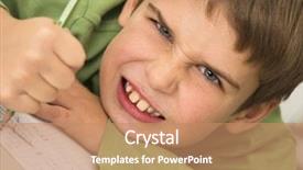  Presentation with naughty boy - Colorful presentation design enhanced with pass fail - young boy hates doing homework backdrop and a coral colored foreground