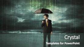  Presentation with data protection - Amazing presentation having pass network - business man standing with umbrella backdrop and a dark gray colored foreground