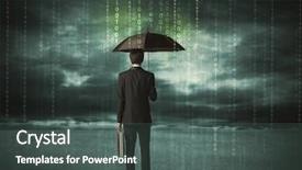  Presentation with umbrella protection - Presentation design enhanced with pass network - business man standing with umbrella background and a dark gray colored foreground