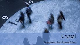  Presentation with busy - PPT layouts consisting of passage time - busy walking - business people background and a teal colored foreground