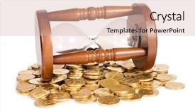  Presentation with brown sugar isolated on white - Theme with passage time - hourglasses and coin isolated background and a lemonade colored foreground