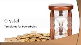  Presentation with monero cryptocurrency hologram coin form - Presentation theme with passage time - hourglasses and coin isolated background and a white colored foreground