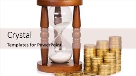  Presentation with octopus on isolated white - Amazing theme having passage time - hourglasses and coin isolated backdrop and a soft green colored foreground