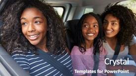  Presentation with family children - Slides having passenger - family with teenage children background and a ocean colored foreground