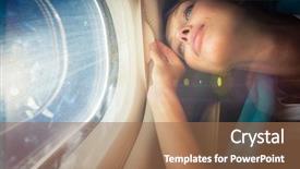  Presentation with blue sky - Amazing presentation design having passenger - happy female airplane passanger enjoying backdrop and a coral colored foreground