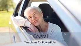  Presentation with old car - Theme having passenger - road trip travel and old background and a light blue colored foreground