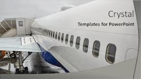  Presentation with airport - PPT theme with passenger-aircraft-fuselage-detail background and a light gray colored foreground