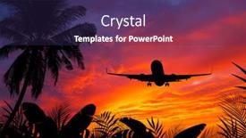  Presentation with airplane - Theme with passenger-airplane-in-approach background and a violet colored foreground