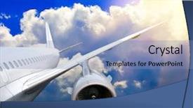  Presentation with air transport - Colorful PPT layouts enhanced with passenger airplane in the clouds backdrop and a teal colored foreground