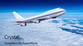  Presentation with air transport - PPT layouts featuring passenger airplane in the clouds background and a light blue colored foreground