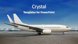  Presentation with airport runway - Colorful slide deck enhanced with passenger airplane is landing backdrop and a ocean colored foreground