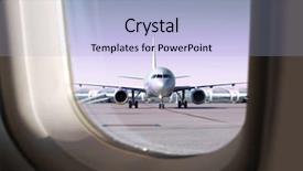  Presentation with airport runway - Theme having passenger airplane on runway background and a light blue colored foreground