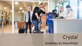  Presentation with passport - Theme having passenger at counter in airport background and a mint green colored foreground