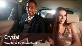  Presentation with cars - Slides featuring passenger cars - attractive young couple laughing background and a wine colored foreground