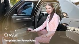  Presentation with luxury car - PPT layouts enhanced with passenger cars - businesswoman in luxury car background and a violet colored foreground