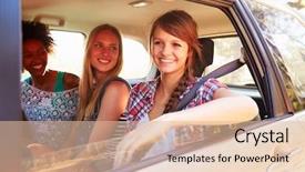  Presentation with car seat - Cool new PPT layouts with passenger cars - three women sitting in rear backdrop and a lemonade colored foreground