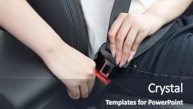 Presentation with car seat - Cool new presentation design with passenger fasten seat belt backdrop and a tawny brown colored foreground