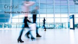  Presentation with rail - Beautiful theme featuring passenger in high speed rail station backdrop and a light blue colored foreground