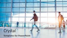  Presentation with rail - PPT layouts with passenger in high speed rail station background and a light blue colored foreground