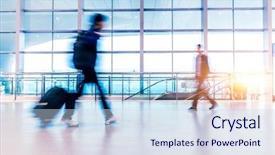  Presentation with rail - Cool new PPT layouts with passenger in high speed rail station backdrop and a sky blue colored foreground