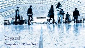  Presentation with rail - Beautiful slide deck featuring passenger in high speed rail station backdrop and a sky blue colored foreground