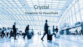  Presentation with rail - Slide deck having passenger in high speed rail station background and a sky blue colored foreground