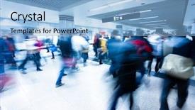  Presentation with china shanghai - Presentation theme with passenger in the subway station background and a light blue colored foreground