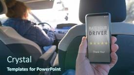  Presentation with car seat - Presentation theme having passenger-is-sitting background and a ocean colored foreground