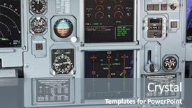  Presentation with cockpit - PPT theme featuring modern passenger jet aircraft cockpit background and a gray colored foreground