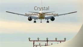  Presentation with airport - Slide set with passenger-plane-on-landing-line background and a cream colored foreground