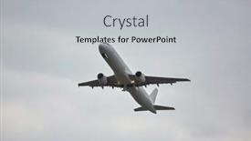  Presentation with dull - PPT theme consisting of passenger-plane-taking-off-against background and a  colored foreground