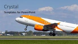  Presentation with runway - Theme with passenger-plane-taking background and a light blue colored foreground