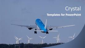  Presentation with runway - Slide deck consisting of passenger-plane-taking background and a teal colored foreground