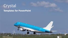  Presentation with runway - Slide set with passenger-plane-taking background and a teal colored foreground