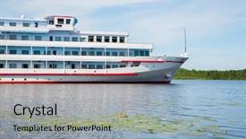  Presentation with ship navigation - Presentation theme consisting of passenger river ship background and a  colored foreground