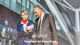  Presentation with airport - Slide deck with passenger-service-agent-assisting-passenger background and a gray colored foreground