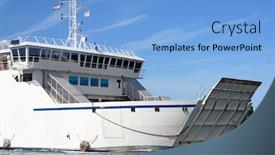  Presentation with ship - PPT theme with passenger-ship-in-port background and a light blue colored foreground