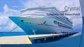  Presentation with ship - Presentation design having passenger-ship-in-port background and a light blue colored foreground
