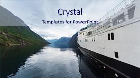 Presentation with ship - Colorful PPT theme enhanced with passenger ship in the fjord backdrop and a sky blue colored foreground