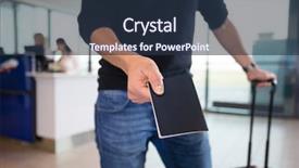  Presentation with passport - Theme with passenger showing passport at airport background and a tawny brown colored foreground