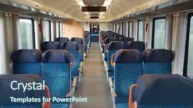  Presentation with train - Amazing theme having passenger train with empty seat backdrop and a ocean colored foreground
