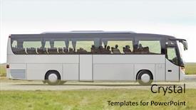  Presentation with tour - Presentation design consisting of passenger transport - tour bus background and a mint green colored foreground