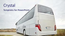  Presentation with road bus - Audience pleasing slide set consisting of passenger transport - tour bus backdrop and a sky blue colored foreground