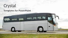  Presentation with road bus - Slide deck featuring passenger transport - tour bus background and a white colored foreground