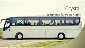  Presentation with road bus - Presentation theme consisting of passenger transport - tour bus background and a cream colored foreground
